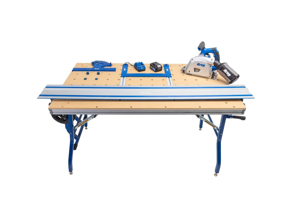 Kreg 20V Cordless Ionic Drive Adaptive Cutting System Track Saw + 62-in. Guide Rail + Project Table Master 4.0Ah Kit (ACSCT3000B)