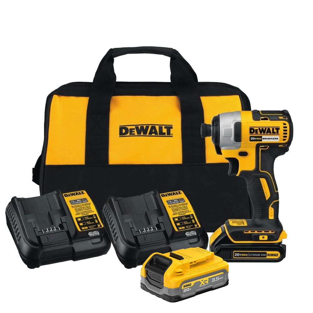 DeWalt 20V MAX Brushless 1/4-in. Impact Driver 3.5Ah POWERSTACK + 1.5Ah Kit