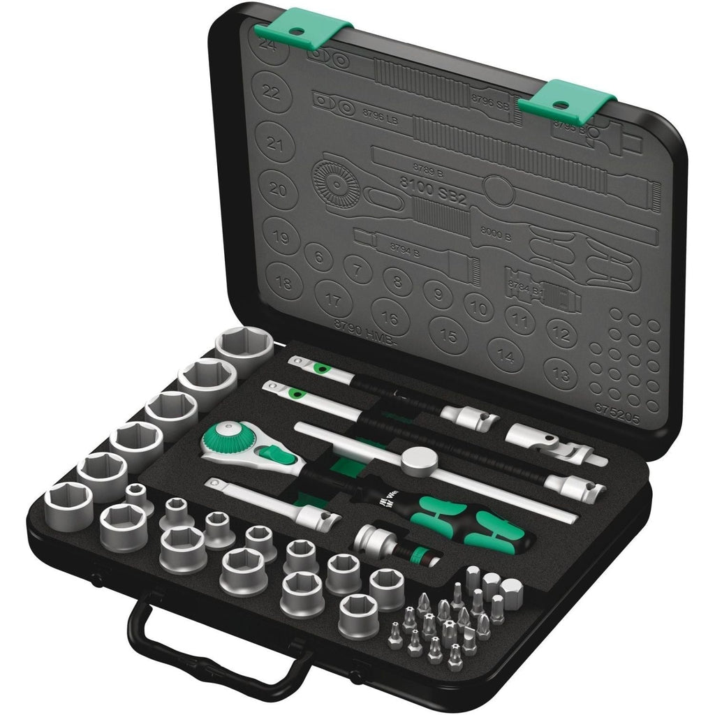 Wera 8100 SB 2 Zyklop Speed Ratchet Set, 3/8-in. Drive, Metric, 43-Pieces