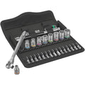 Wera 8100 Sa 10 Zyklop Metal Ratchet Set With Push-Through Square, 1/4-in. Drive, Imperial, 28-Pieces