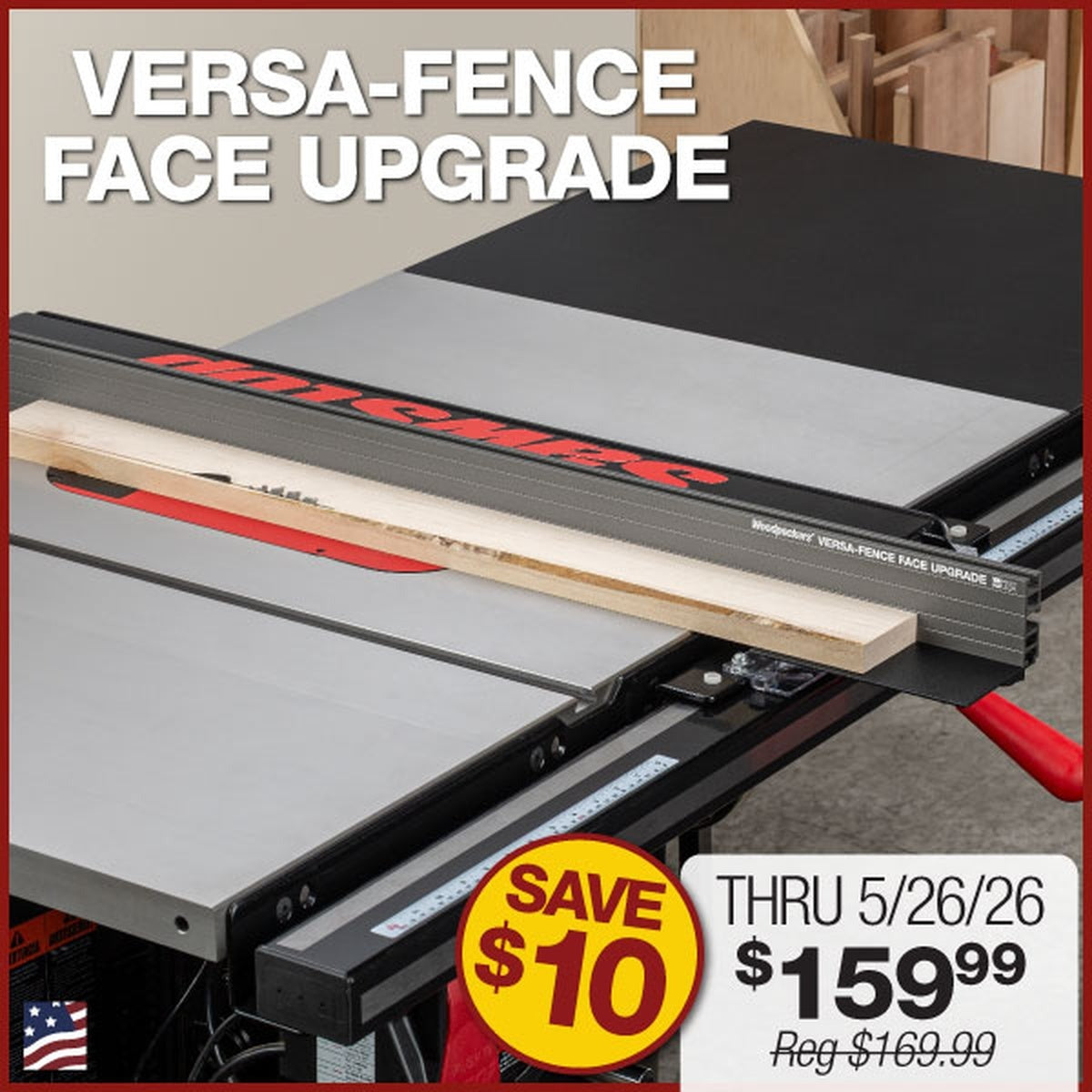 Woodpeckers Versa-Fence 36-in. Fence Face Upgrade for SawStop T-Glide Table Saws (VFFU-PCS36)